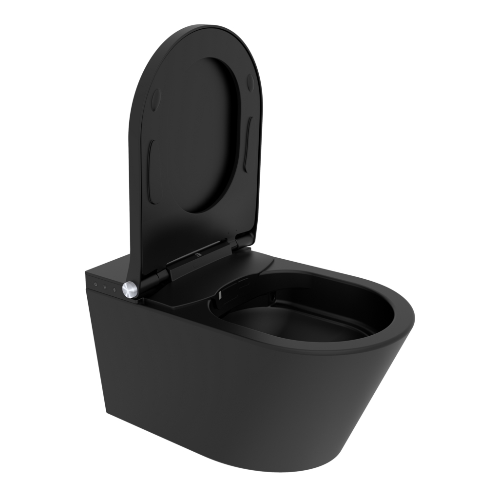 Toaleta Myjąca BLACK PEARL – wersja podwieszana, toaleta czarna z bidetem