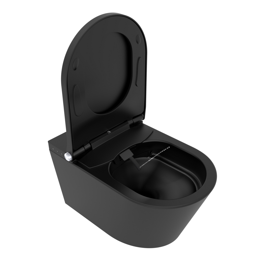 Toaleta Myjąca BLACK PEARL – wersja podwieszana, toaleta czarna z bidetem