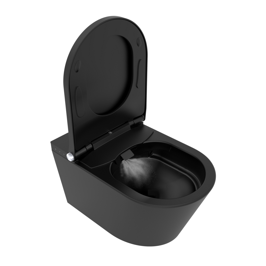 Zestaw Toalety Myjącej BLACK PEARL ze Stelażem i Przyciskiem CORAL BLACK