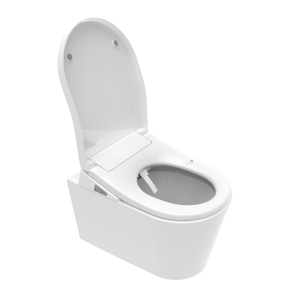 TOPAZ Smart Toilet Set with Frame and CORAL BLACK Flush Button