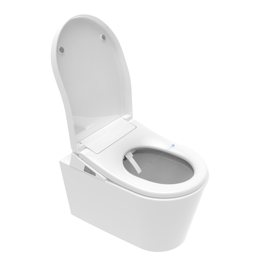 TOPAZ Smart Toilet Set with Frame and CORAL BLACK Flush Button