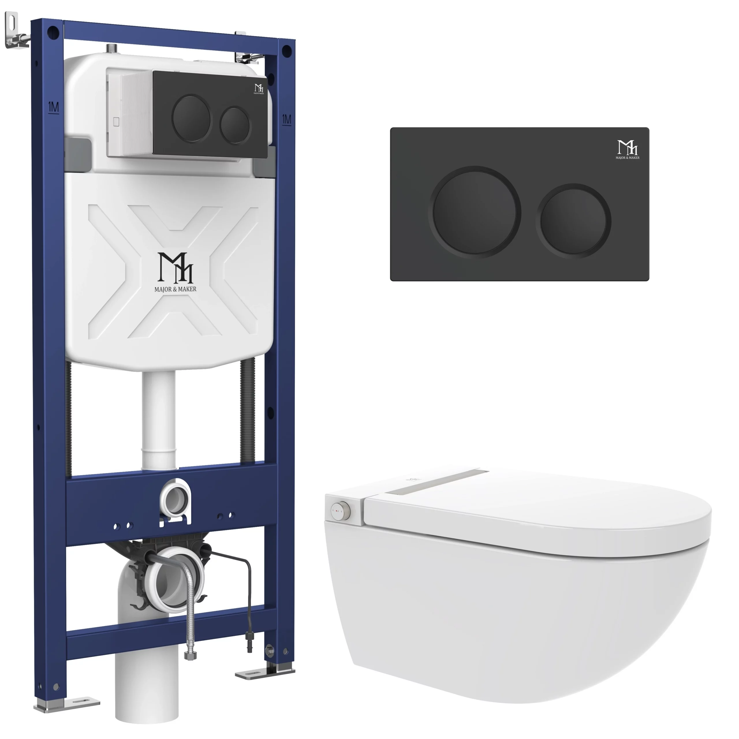 Royal-Coral-Black ROYAL Smart Toilet Set with Frame and CORAL BLACK Flush Button