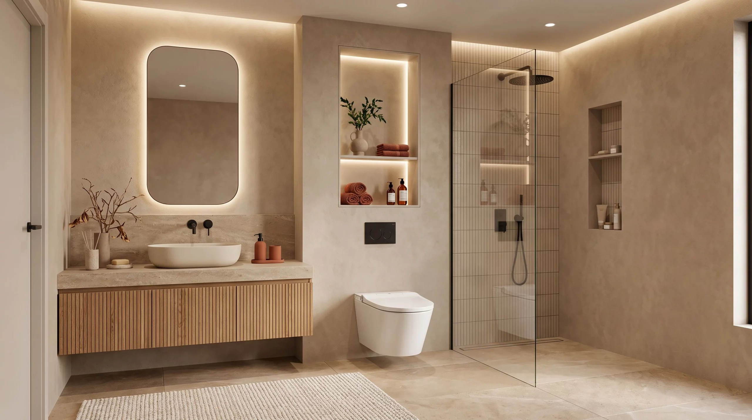 DELUXE A Smart Toilet Set with Frame and CORAL BLACK Flush Button