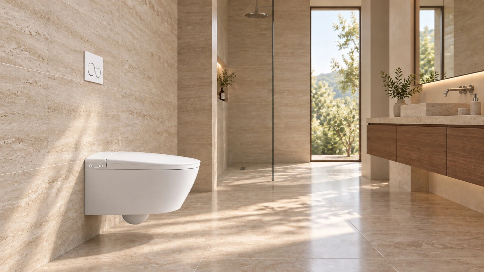 SUPERIOR Smart Toilet Set with Frame and AURA WHITE Flush Button