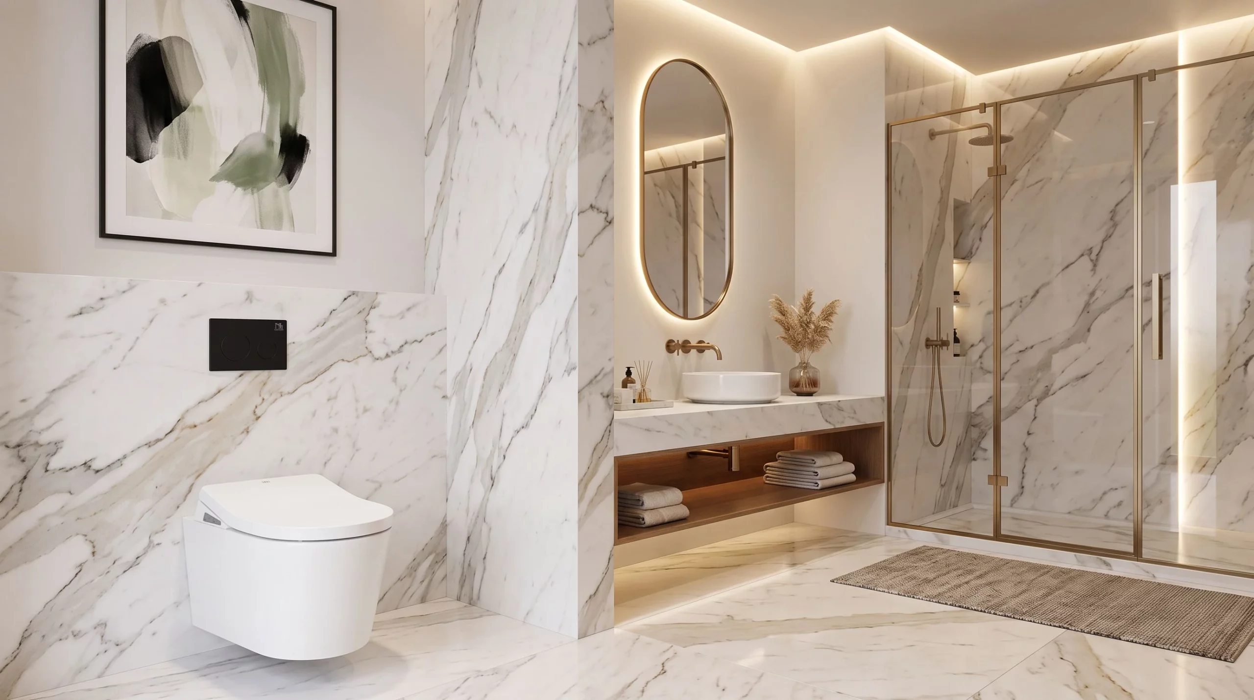 TOPAZ Smart Toilet Set with Frame and CORAL BLACK Flush Button