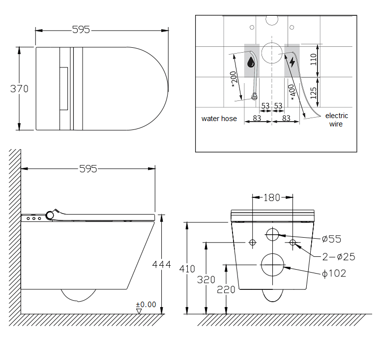 CLASSIC 4050FW — Dimensions and connection positions
