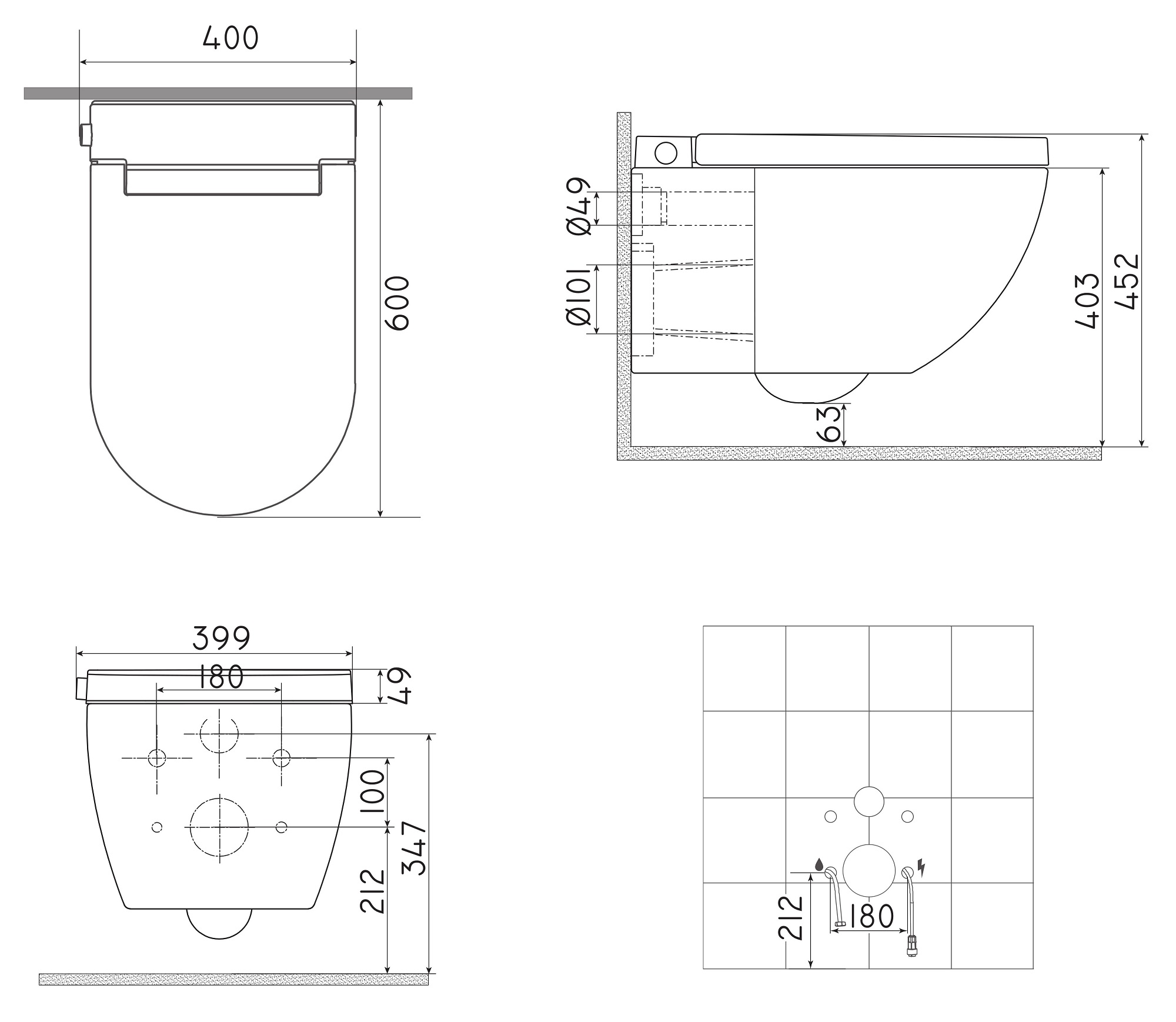 ROYAL I6-5 — Overall dimensions and connections